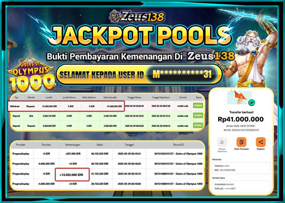 ZEUS138 GATES OF OLYMPUS 1000 Rp.41.000.000